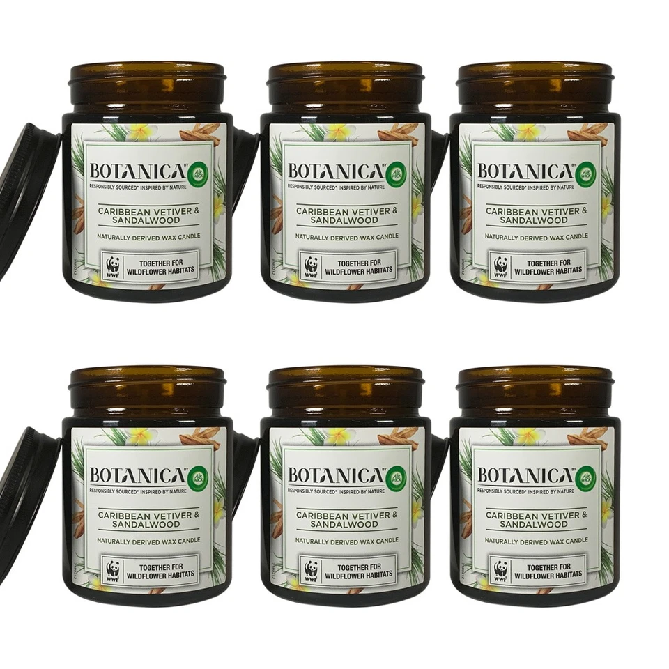 Air Wick Botanica Duftkerze Karibisches Süßgras&Sandelholz - 6er Pack je 205g - Bild 1 von 1