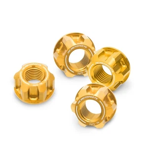 Billet Rear Axle Sprocket Nuts Gold For KX85 10-14 15 16 17 18 19 20 21 22 23 24 - Picture 1 of 5