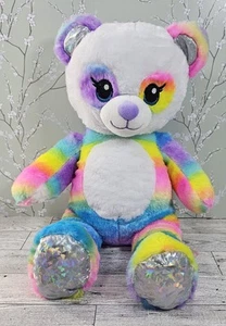 Build-A-Bear Workshop Rainbow Friends Panda Bear Plush Glitter Eyes Toy BABW - Picture 1 of 6