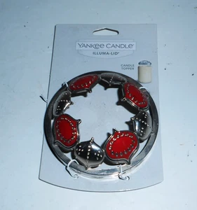 YANKEE CANDLE PALLINE DI NATALE CANDELA BARATTOLO TOPPER NUOVO ROSSO ARGENTO - Foto 1 di 1
