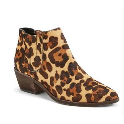 Joie Barlow Sz US 5 Calf Hair Leopard Print Low Heel Booties Size EU 36 - Image 1 of 4