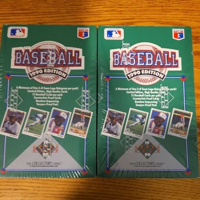Lote de 2 cajas de cera selladas de fábrica 1990 de béisbol de cubierta superior sin abrir Foto 1 de 3