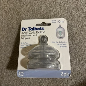 Nuovo Dr. Talbots 0M+ Bottiglia Anti-Coliche Capezzoli Confezione da 2 Slow Flow Soft-Flex - Foto 1 di 4
