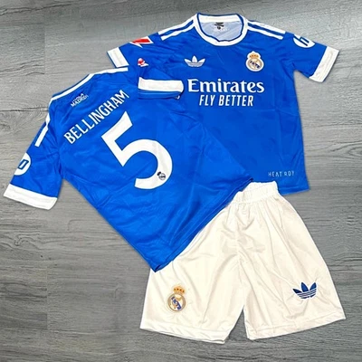 ADIDAS Kids Real Madrid BELLINGHAM #5 Full Third Kit Jersey + Shorts (AGE 2-15)