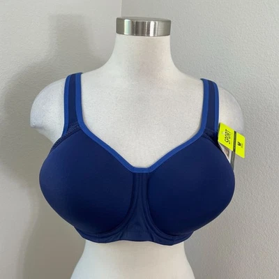 NUEVO Sujetador con aros Wacoal Sport Collection talla 40DD soporte máximo contorno azul Foto 1 de 4