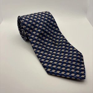 Geoffrey Beene Silk Tie – Blue Geometric Pattern - Picture 1 of 4