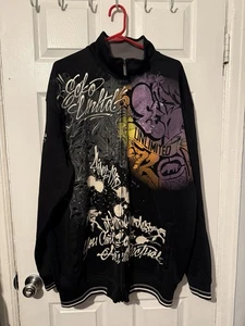 Vintage Ecko Unltd Track Jacket Mens XXL Black Zip AOP Graffiti Embroidered - Picture 1 of 5