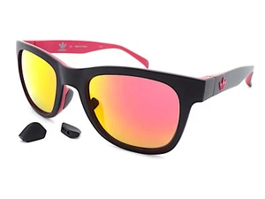 Adidas Sunglasses Matte Black over Red with Red Mirrored Lenses AOR004 009.053 - Picture 1 of 4