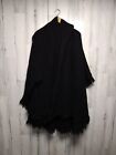 Branigan Weavers 100%Wool Women Cape Wrap Coat W/Scarf Poncho Cloak Cape Black