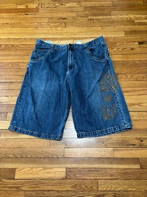 Timberland Hombres Jean Pantalones Cortos Talla 44 Azul Suelto Denim Bordado Bota y2K De Colección Foto 1 de 4