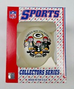 2008 Topperscot Green Bay Packers 3 Elves NFL Glass Christmas Ball Ornament USA