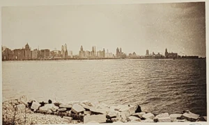 1937 Anderson Photo Chicago Skyline view from Lake Michigan 'The Chicago Club' - Picture 1 of 6