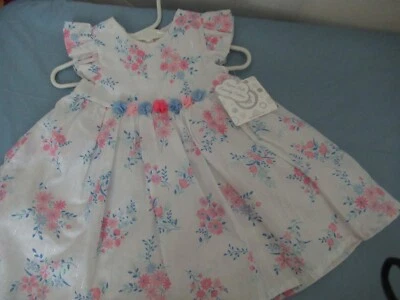 P42 Girls 2 Piece Little Me 12 Month Multicolored Floral On White Dress - Image 1 of 4