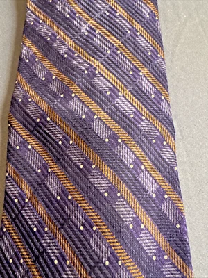 Corbata de hombre de hoy 100 % seda hecha en Italia azul y dorado longitud clásica Foto 1 de 3