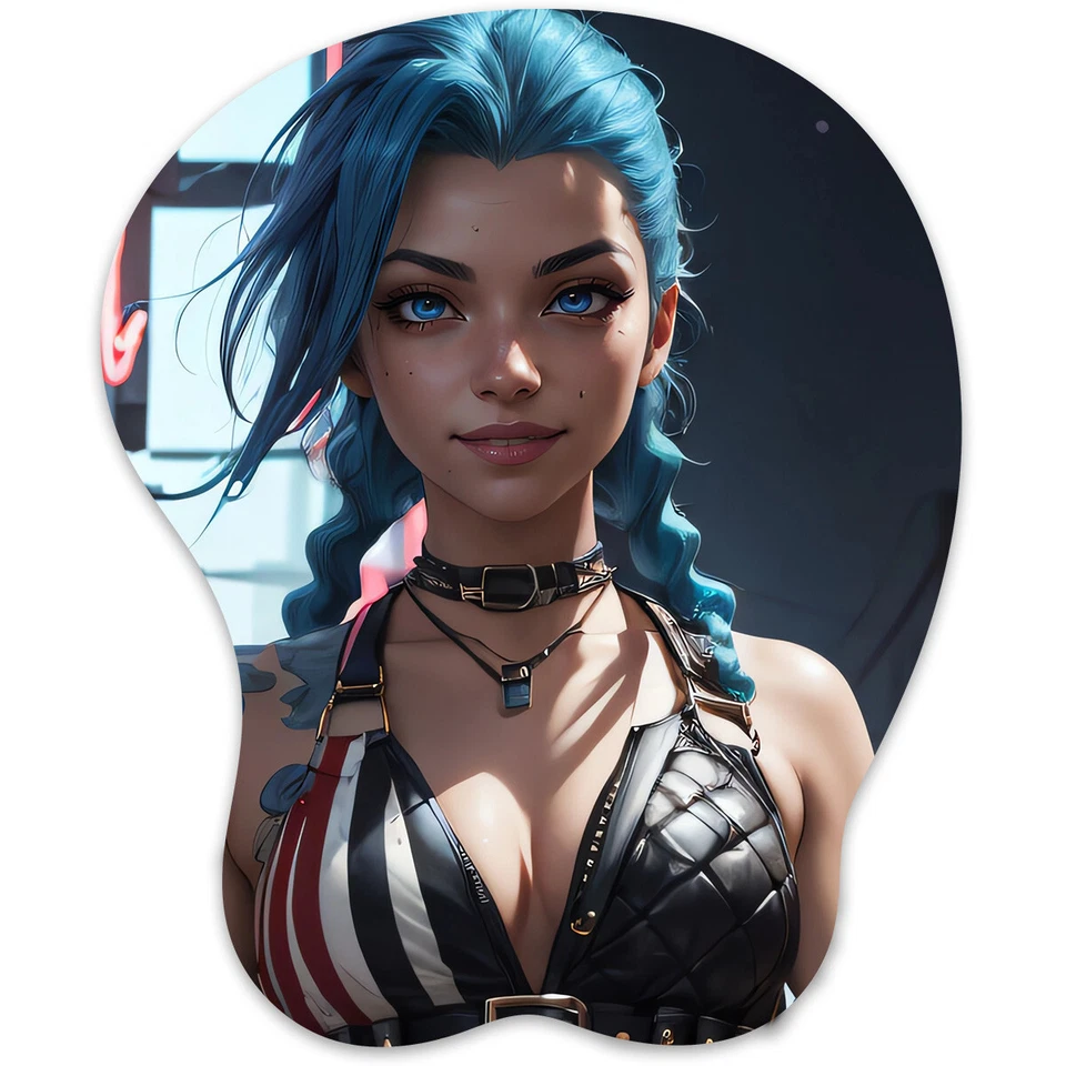 3D Mouse pad Oppai Mousepad with Wrist Rest Pain Relief Anime pad Jinx - Image 1 of 4