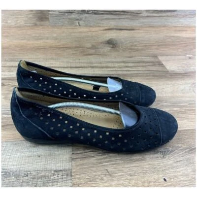 Gabor Size  7  Hovercraft BLACK SOFT Perforated Suede Ballet Shoes - Image 1 of 4