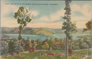 c1940 Lake Fort Smith Mountainburg Arkansas Ozarks linen C806 - Picture 1 of 2