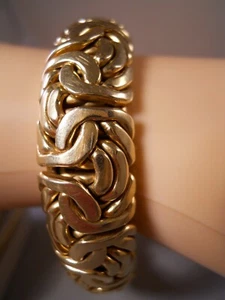 AURAFIN ITALY HEAVY 14K YELLOW GOLD BYZANTINE WOVEN WEAVE CHAIN LINK BRACELET - Picture 1 of 14
