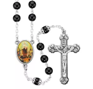 100 Requiem Rosary in 6mm Black Round Glass - Our Lady Centerpiece - Picture 1 of 1