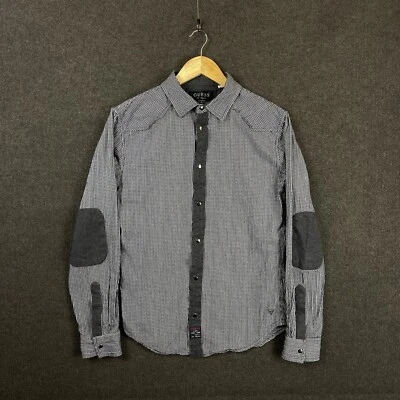 Guess Mens Shirt Size M Black Check Long Sleeve Snap Button Up Slim Fit Logo - Image 1 of 4