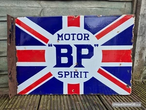 Genuine 1920s Double Sided Flange MOTOR BP SPIRIT Enamel Sign 24" x 16" - Picture 1 of 12