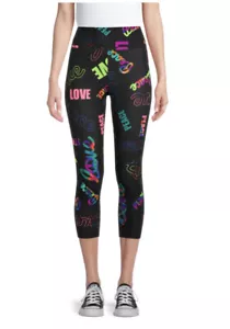 Leggings Capri Juniors NOBO No Boundaries High Rise scamosciati Love Peace S (3-5) - Foto 1 di 7