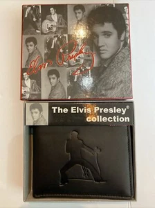 Cartera plegable Elvis Presley de cuero de vaca genuino para hombre nueva - Imagen 1 de 4