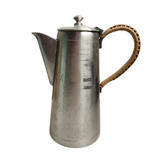 Vintage Royal Selangor Pewter Teapot Wicker Handle Made in Malaysia - Picture 1 of 11