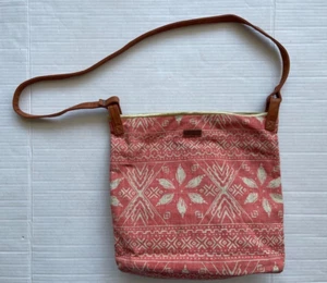 ROXY Printed Floral Canvas Shoulder Bag Purse Snap Closure Faux Leather Strap - Picture 1 of 20