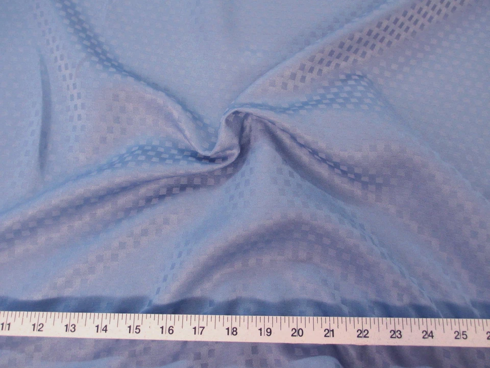 Discount Tablecloth Fabric Jacquard Check Cornflower Blue DR45 - Image 1 of 1
