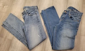 (2)Womens Gap REAL STRAIGHT medium and light wash Denim Jeans Size 26r - Picture 1 of 12