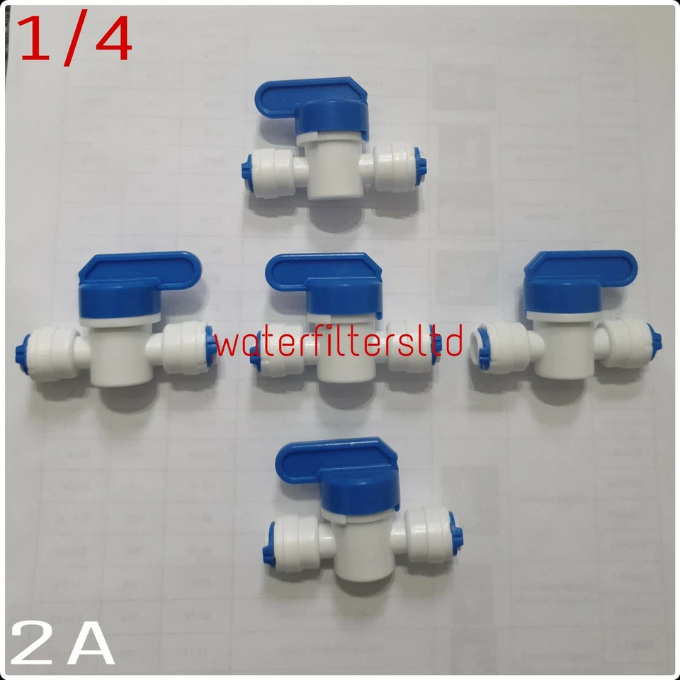 5 x 1/4'' Inline Ball Valve Connect Shut off Fit for RO Water Reverse Osmosis  - Image 1 of 1