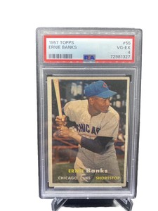 1957 TOPPS 55 ERNIE BANKS PSA 4 VG-EX CHICAGO CUBS Great Eye Appel.🔥⚾️🔥