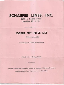 Original 1954 6pg Schaefer Lines Inc. Price Guide Advertisement Fishing Catalog - Picture 1 of 8