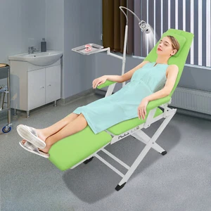Portable Dental Chair Folding Mobile Chair Exam Chair Tilt with LED Light & Tray - Picture 1 of 16