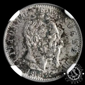 1863 - 20 CENTESIMI - Víctor Emanuel II - Milán - ITALIA - NGC MS62 - Picture 1 of 4