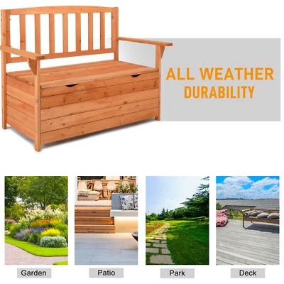 44 inch Waterproof Plastic Outdoor Garden Seat Bench Container W/ Storage Box US - Image 1 of 4
