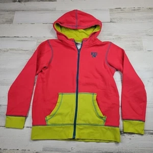 Nike Sweatshirt Jacket Girls Youth Large Pink Green Zip Up Hooded Athletic - Picture 1 of 10