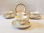 Metlox Poppytrail Navajo Cup And Saucer Set Turquoise And Brown On Rim Set Of 4