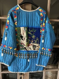 Hermosa chaqueta bordada colorida de seda grande Jeet rara hecha en India vintage - Imagen 1 de 24