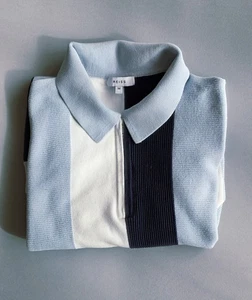  Reiss Mens Half Zip Polo Short Sleeve Knit Top - Picture 1 of 5