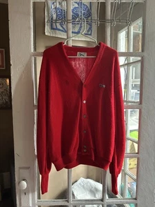 THE FOX SWEATER JC Penney Red V Neck Button Down Orlon Stretch Cardigan Size L - Picture 1 of 7