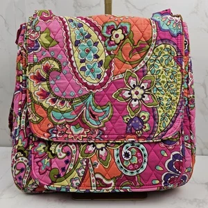 Vera Bradley Pink Swirls Large Messenger Bag - Picture 1 of 24