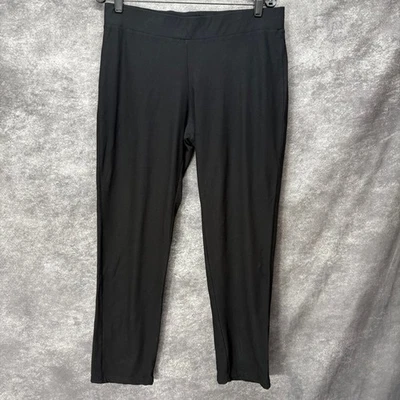Eileen Fisher Black Knit Pull On Pants Womens PL Stretchy Comfort Basic Staple - Image 1 of 4