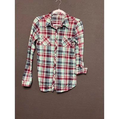 Camisa Vanity Pequeña Franela a Cuadros Roja Azul Verde Manga Larga Estilo Occidental Foto 1 de 4