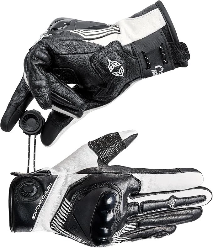 Guantes de cuero para moto hombre/mujer, guantes de montar con cierres magnéticos/L Foto 1 de 4