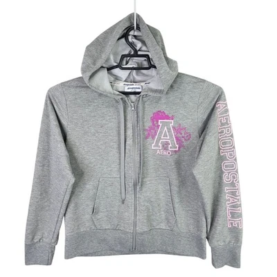 Mujer Aeropostale Deportiva Gris Cremallera Completa Sudadera Manga Larga Poliéster Talla L Foto 1 de 4