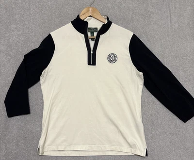 LRL Lauren Active Ralph Lauren Shirt 3/4 Sleeve 1/4 Zip Cream Black xl - Image 1 of 4