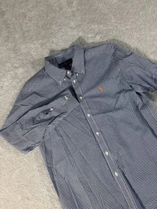 Boys Polo Ralph Lauren Long Sleeve Button Down Gingham Large 14-16 Orange Pony - Picture 1 of 9