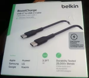 Belkin Boost Charge USB-C to USB-C Cable. Black. 3.3Ft/1m. Charge & Sync. New. - Picture 1 of 3